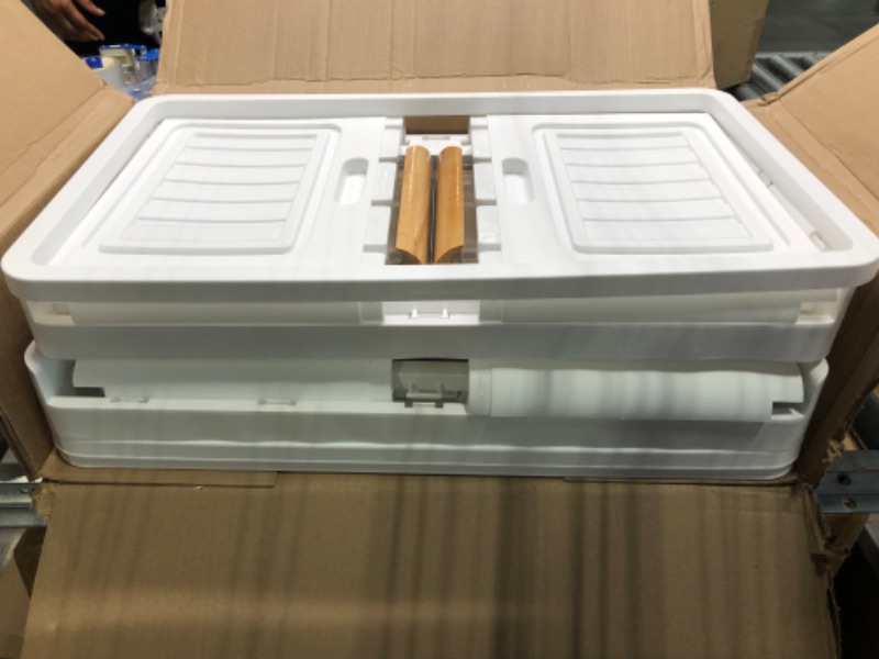 Photo 1 of 2 Tier White Plastic storage Drawer, Easy to Assemble with no hardware needed, Wooden Handles and see thru Windows 