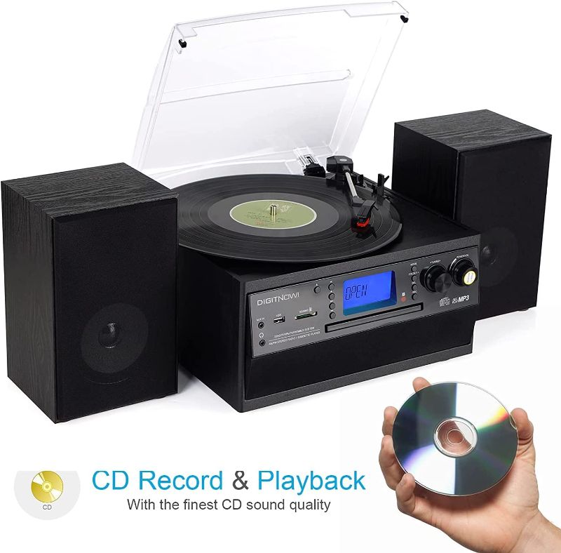 Photo 1 of Bluetooth Record Player Turntable with Stereo Speaker, LP Vinyl to MP3 Converter with CD, Cassette, Radio, Aux in and USB/SD Encoding, Remote Control, Audio Music Player Built in Amplifier ---- Missing Controller ---