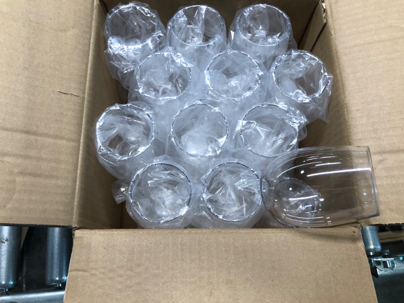 Photo 5 of 24 piece Stemless Unbreakable Crystal Clear Plastic Wine Glasses Set of 24 (10 Ounces) Clear 10.0 ounces