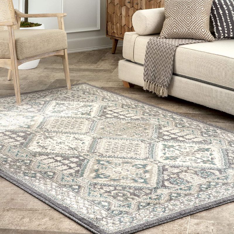 Photo 1 of nuLOOM Becca Vintage Tile Area Rug, 4' x 6', Charcoal
