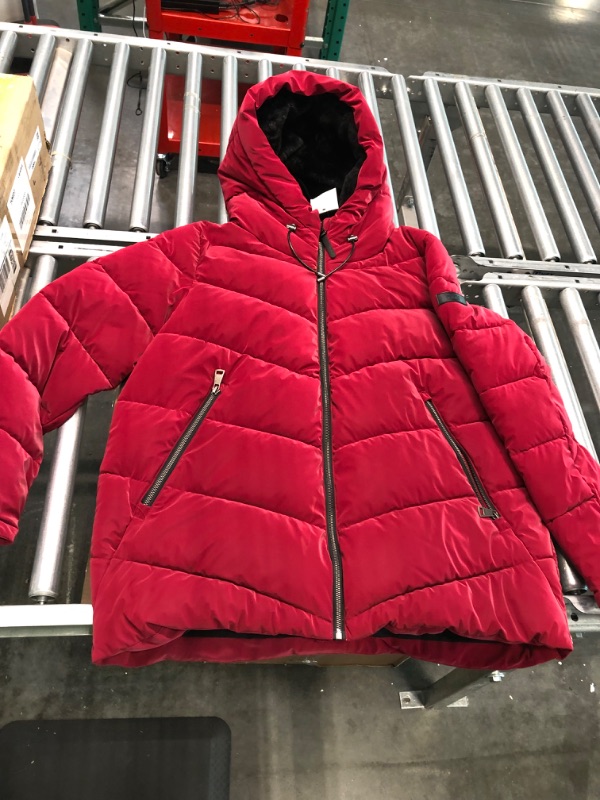 Photo 6 of DKNY Women's Soft Outerwear Puffer Comfortable Jacket Large Rio Red