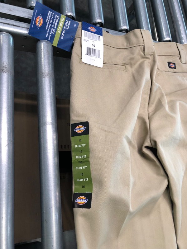 Photo 3 of Dickies Boys' Slim Straight Pant Big Boys 16 Desert Sand