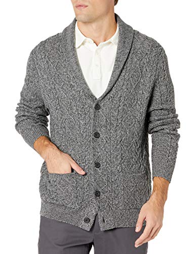 Photo 1 of Goodthreads Men's Supersoft Long-Sleeve Shawl Collar Cable Knit Cardigan Sweater, Charcoal, XXX-Large