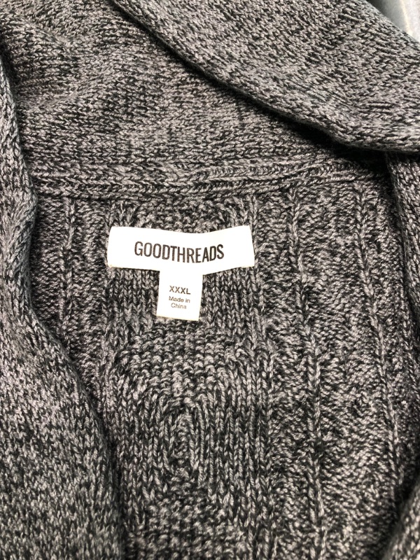 Photo 1 of Goodthreads Men's Supersoft Long-Sleeve Shawl Collar Cable Knit Cardigan Sweater, Charcoal, XXX-Large