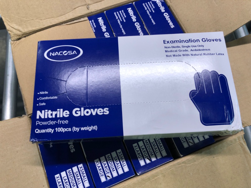 Photo 3 of Nitrile Gloves 1000 L Disposable Gloves Latex Free Powder Free Medical Exam Glove, Grade 4, Blue, Bulk (Case of 1000) 