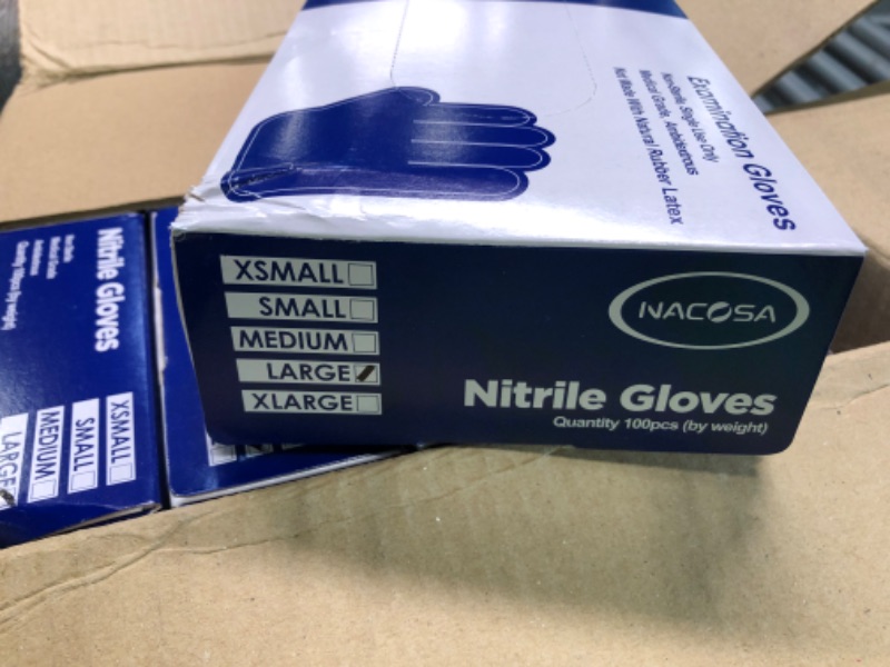 Photo 4 of Nitrile Gloves 1000 L Disposable Gloves Latex Free Powder Free Medical Exam Glove, Grade 4, Blue, Bulk (Case of 1000) 