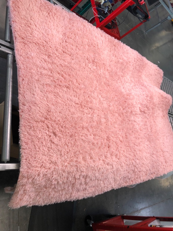 Photo 4 of DweIke Fluffy Shaggy Area Rug, Pink Plush Rugs for Living Room Bedroom, Soft Carpets for Kids Girls Boys Room, Extra Large Fuzzy Rug, Upgrade Non-Slip Rugs, 6 ft X 9 ft, Pink 6 ft x 9 ft Pink