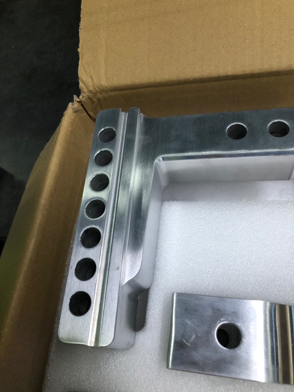 Photo 1 of LOCAME Adjustable Trailer Hitch, Fits 2-Inch Receiver, 8-Inch Drop/Rise Aluminum Drop Hitch, 12,500 LBS GTW-Tow Hitch for Heavy Duty Truck with Double Stainless Steel Locks, Silver, LC0004
