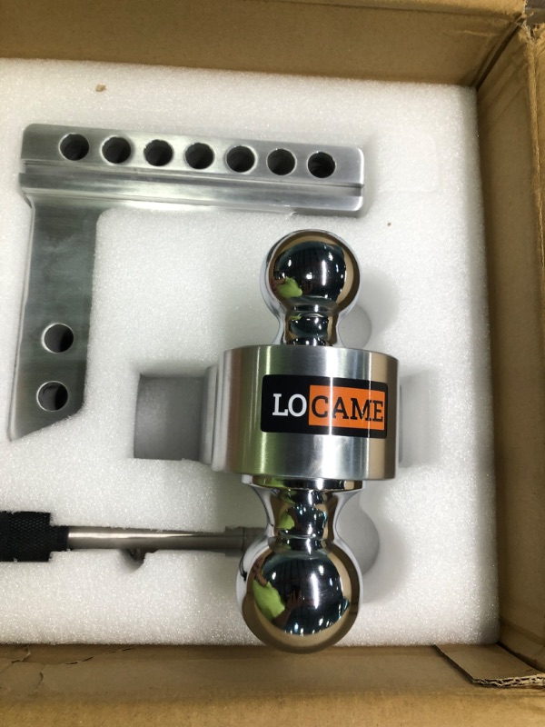 Photo 1 of LOCAME Adjustable Trailer Hitch, Fits 2-Inch Receiver, 8-Inch Drop/Rise Aluminum Drop Hitch, 12,500 LBS GTW-Tow Hitch for Heavy Duty Truck with Double Stainless Steel Locks, Silver, LC0004
