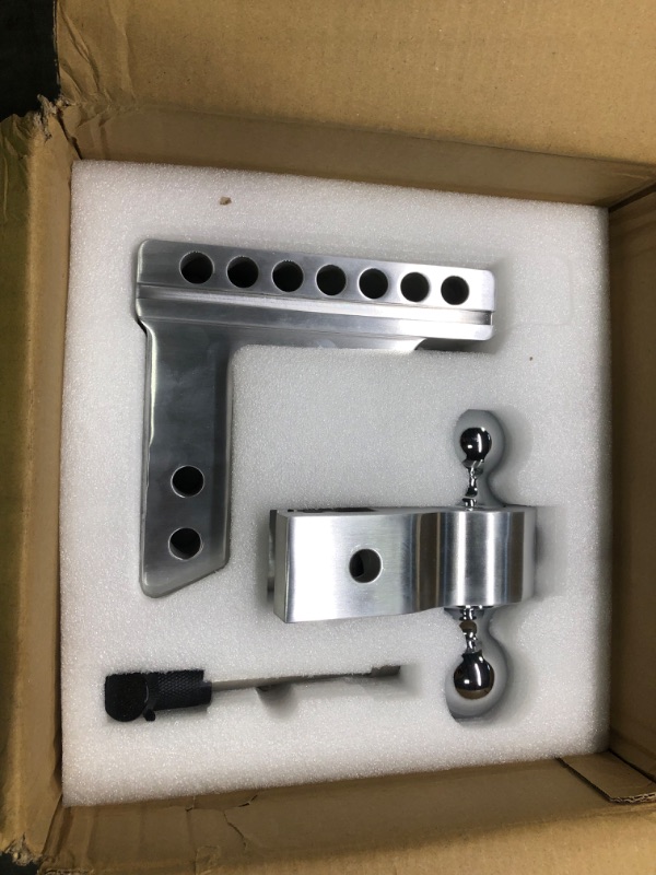 Photo 1 of LOCAME Adjustable Trailer Hitch, Fits 2-Inch Receiver, 8-Inch Drop/Rise Aluminum Drop Hitch, 12,500 LBS GTW-Tow Hitch for Heavy Duty Truck with Double Stainless Steel Locks, Silver, LC0004
