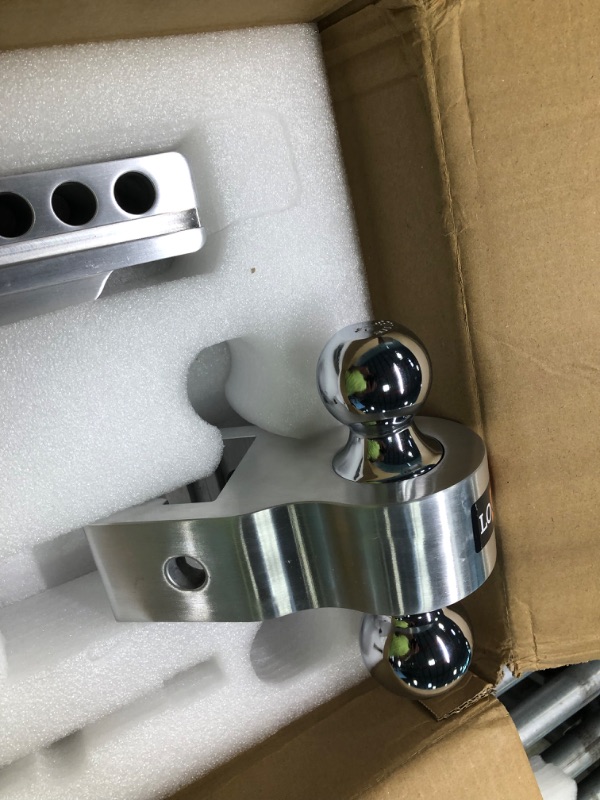 Photo 1 of LOCAME Adjustable Trailer Hitch, Fits 2-Inch Receiver, 8-Inch Drop/Rise Aluminum Drop Hitch, 12,500 LBS GTW-Tow Hitch for Heavy Duty Truck with Double Stainless Steel Locks, Silver, LC0004
