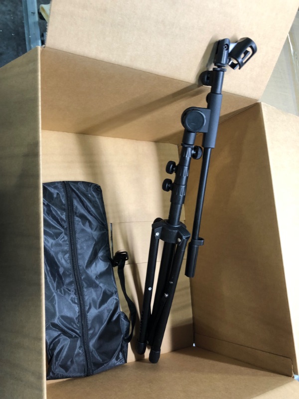 Photo 5 of CAHAYA Tripod Microphone Stand Boom Arm Floor Mic Stand with Carrying Bag and 2 Mic Clips for Singing Performance Wedding Stage and Mic Mount CY0239 Black