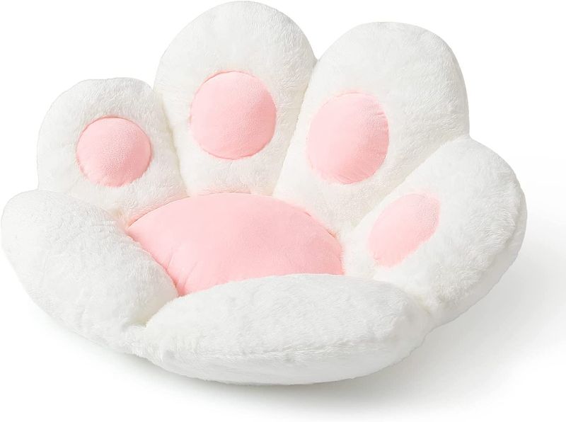 Photo 1 of Ditucu Cat Paw Cushion Kawaii Chair Cushions 27.5 x 23.6 inch Cute Stuff Seat Pad Comfy Lazy Sofa Office Floor Pillow for Gaming Chairs Room Decor White
