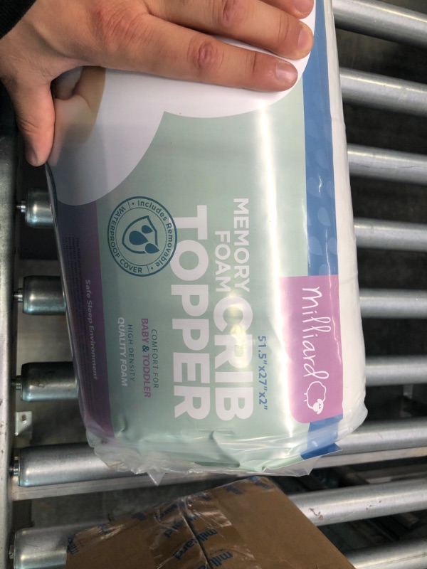 Photo 1 of Milliard 2-Inch Ventilated Memory Foam Crib and Toddler Bed Mattress Topper with Removable Waterproof 65-Percent Cotton Non-Slip Cover - 52" x 27" x 2" --- Vacuum Sealed ---
