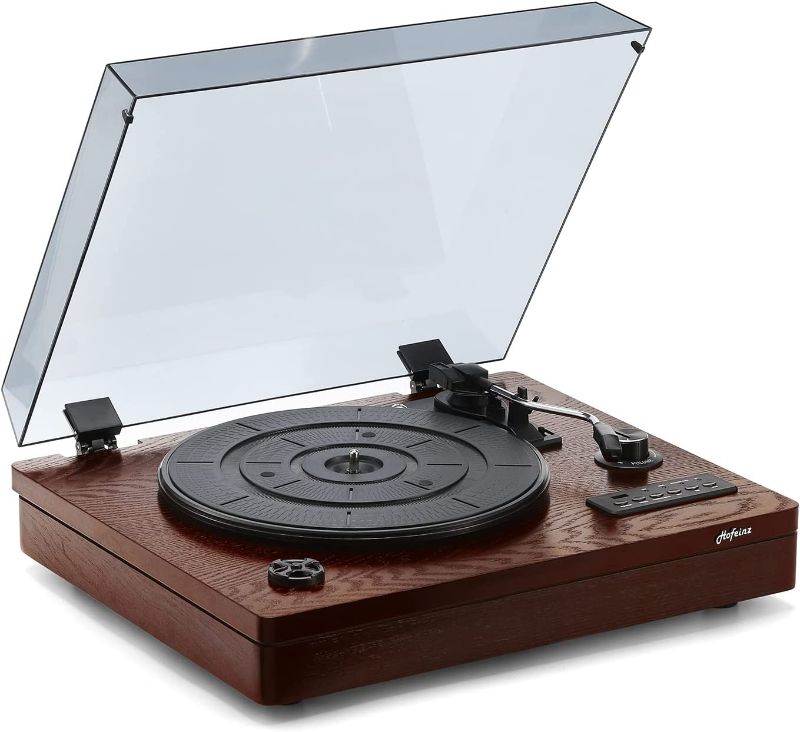 Photo 1 of Bluetooth Vinyl Record Player, with Built-in Speakers, Vinyl Record to USB Recording,3-Speed Turntables (Walnut)
