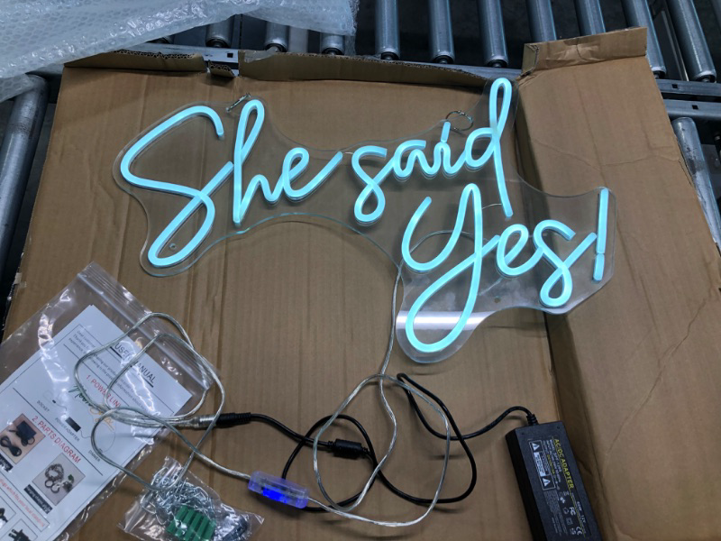 Photo 4 of  She Said Yes Neon Sign Flex Led Neon Light Sign Led Logo Custom Neon Sign Bride Party Room Decoration (White-60cm)