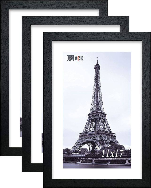Photo 1 of VCK Poster Frame 11x17 Set of 3, Wood Black Picture Frame, Wall Gallery Photo Frames, 3 Pack