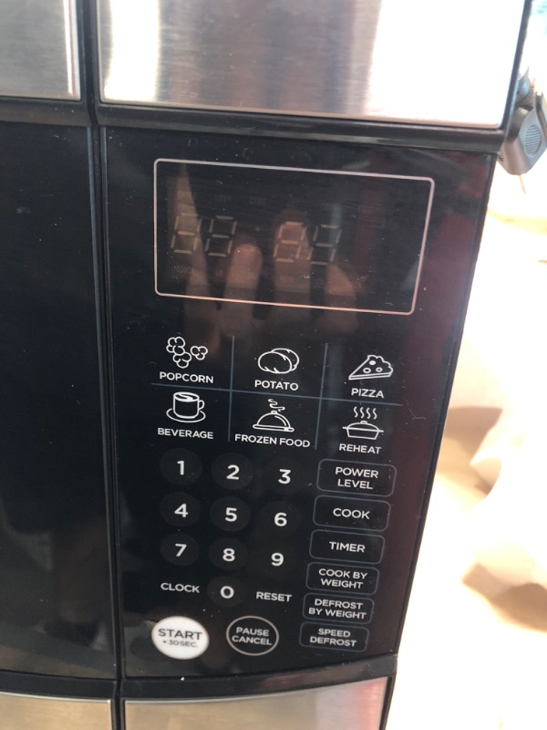 Photo 1 of Commercial Chef CHM009 Countertop Microwave Oven 900 Watt, 0.9 Cubic Feet, Stainless Steel Front, Black Cabinet, Small, Trim Stainless Steel 0.9 Cubic Feet