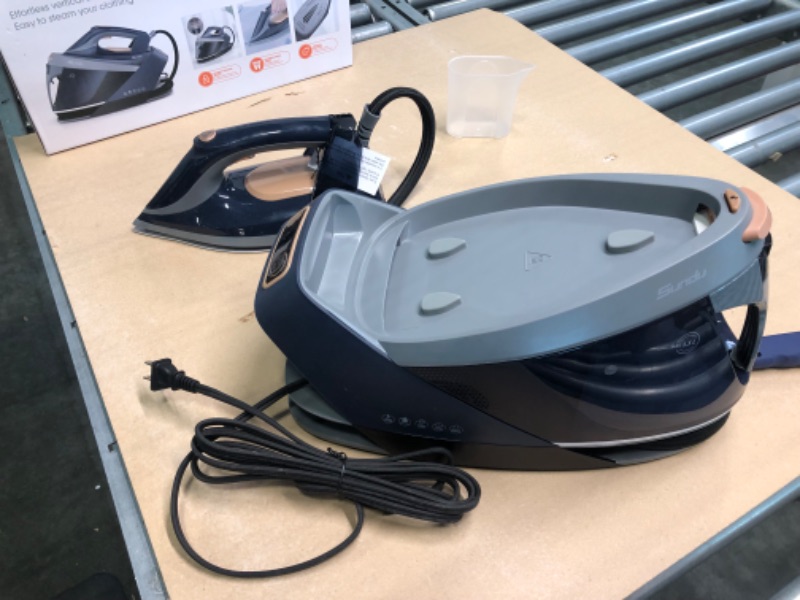Photo 1 of Pro Steam Station with Dual-Ceramic Soleplate, Sundu 1800W LED Display Steam Iron, 1.5 L Detachable Water Tank and Secure Lock for Easy Carry, Auto Shut-Off, Self-Cleaning and Anti-Calc for Home and Large Place Blue