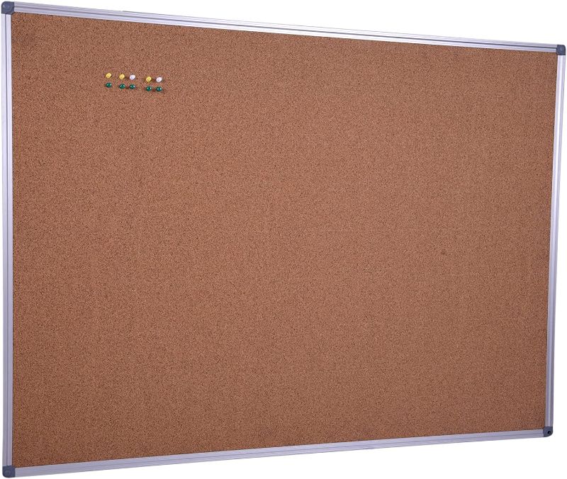 Photo 1 of DexBoard Large Cork Board 48 x 36 Inch with Satin-Finished Aluminum Frame, Notice Bulletin Board Memo Pin Board for Office and Home Usage, Ten Free Pins Included