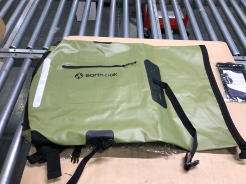 Photo 1 of Earth Pak Waterproof Backpack: 55L Heavy Duty Roll-Top Closure with Easy Access Front-Zippered Pocket and Cushioned Padded Back Panel for Comfort with IPX8 Waterproof Phone Case
