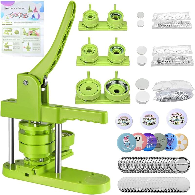 Photo 1 of Button Maker Machine Multiple Sizes 400pcs, Pin Maker Button Press 1+1.25+2.25 inch Button Badge Making Supplies for DIY Personalized Metal Pinback Buttons