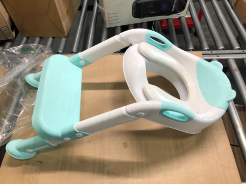 Photo 1 of Potty Training Seat Toddler Toilet Seat with Step Stool Ladder,Potty Training Toilet for Kids Boys Girls Toddlers-Comfortable Safe Potty Seat Potty Chair with Anti-Slip Pads Ladder (Blue)