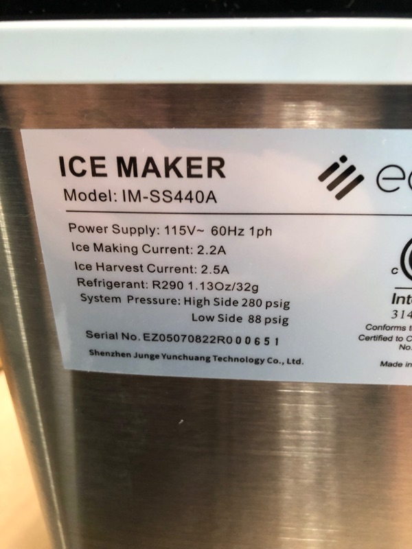 Photo 7 of ecozy Portable Ice Makers Countertop, 44lbs Per Day, 24 Cubes Ready in 13 Mins, Self-Cleaning Ice Maker with Ice Bags/Ice Scoop/Ice Basket for Home Office Bar Party, Stainless Steel
