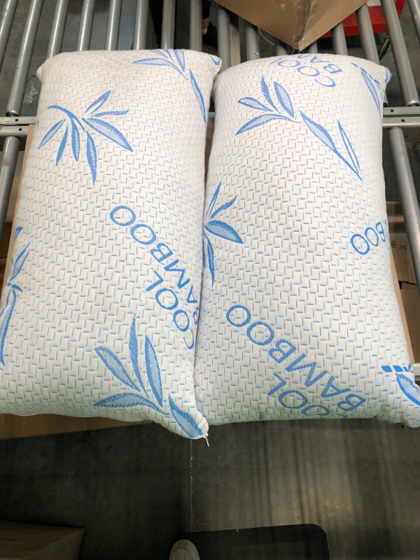 Photo 4 of 2 Pack Cool Bamboo Pillows for Sleeping - Adjustable Bed Pillows for Sleeping - Luxury Pillow for Side, Stomach and Back Sleepers