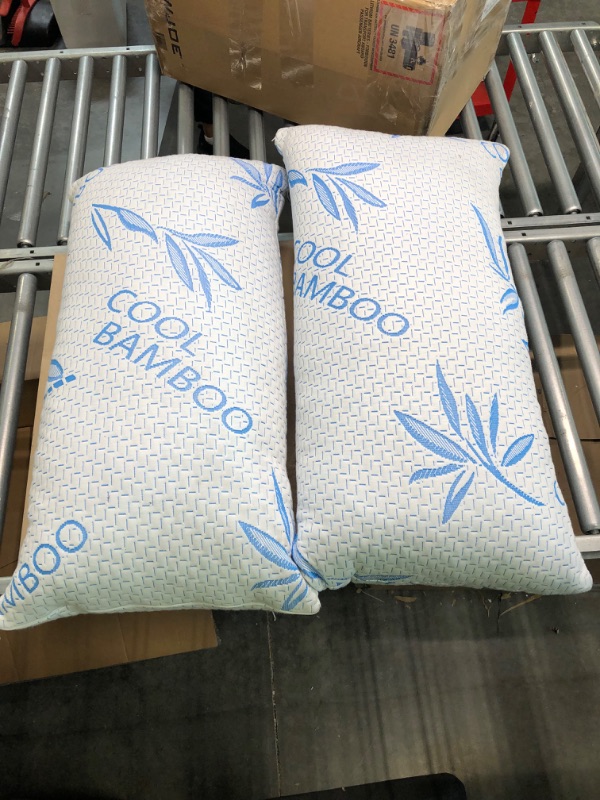 Photo 3 of 2 Pack Cool Bamboo Pillows for Sleeping - Adjustable Bed Pillows for Sleeping - Luxury Pillow for Side, Stomach and Back Sleepers