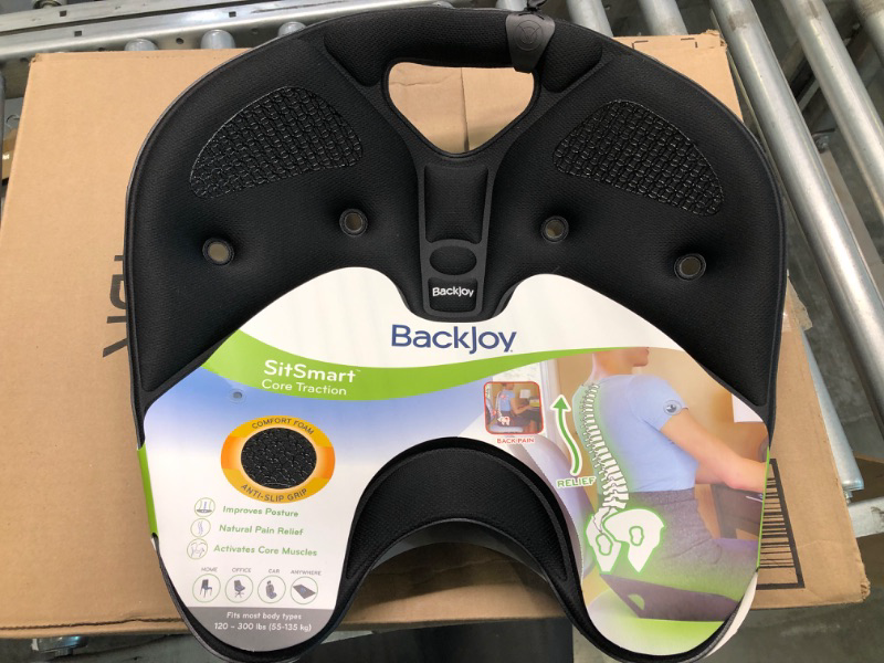 Photo 1 of Backjoy Posture Seat Pad | Ergonomic Pressure Relief, Hip & Pelvic Support to Improve Posture | Home, Office Chair, Car Seat, Core Traction (Black) Fits M-XL Hips Black Foam Fabric