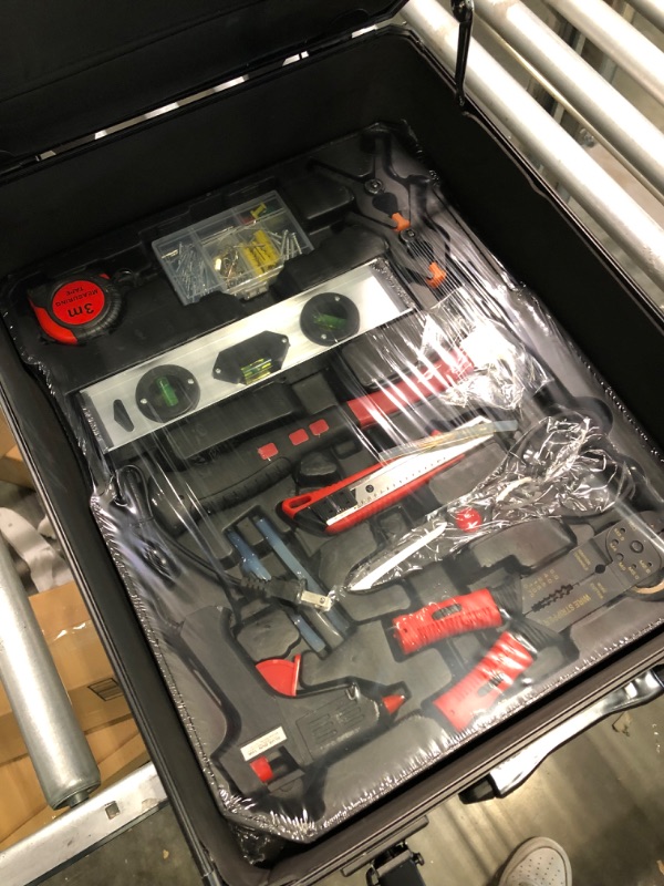 Photo 1 of Arcwares 799pcs Aluminum Trolley Case Tool Set Silver, House Repair Kit Set, Household Hand Tool Set, with Tool Belt, Gift on Father's Day (Black)