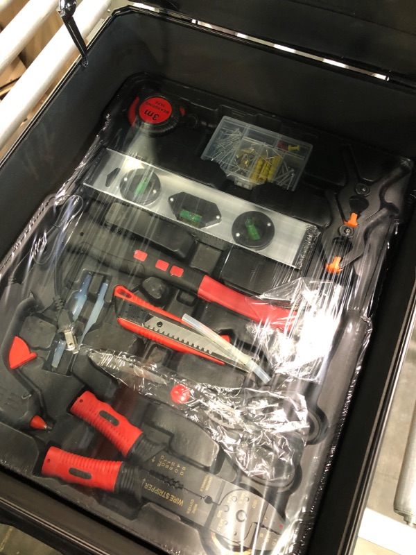 Photo 1 of Arcwares 799pcs Aluminum Trolley Case Tool Set Silver, House Repair Kit Set, Household Hand Tool Set, with Tool Belt, Gift on Father's Day (Black)