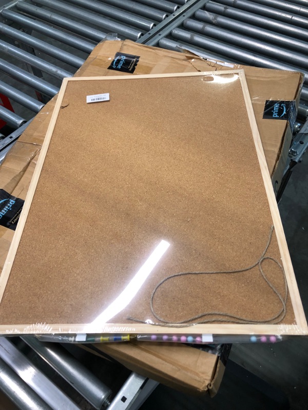 Photo 3 of 1 Pack Bulletin Board (1 Cork Board + 1 Cork Whiteboard Combo) 12”x16”, Hanging Cork Board for Walls with Wood Frame, Notice Board Vision Board for Display Schedules Photos & Memos 12"x16"