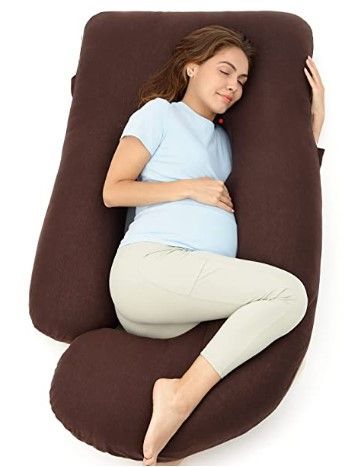 Photo 1 of Momcozy Pregnancy Pillows for Sleeping, U Shaped Full Body Maternity Pillow for Side Sleeping - Support for Back, Legs, Belly, Hips, 57 Inch, Brown
