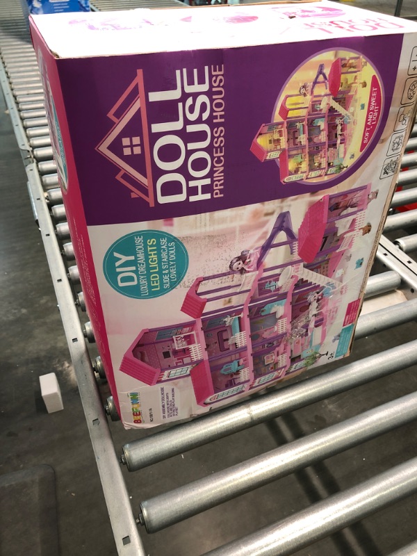 Photo 1 of Doll House, Dollhouse w/ Furniture - Pink / Purple Girl Toys | 4 Stories, 11 Rooms w/ 2 Princesses, Slide, Lights, Gifts for 3 4 5 6 7 8 9 10 Year Old Girls Toys(27.6" x 26.8" x 35.8")