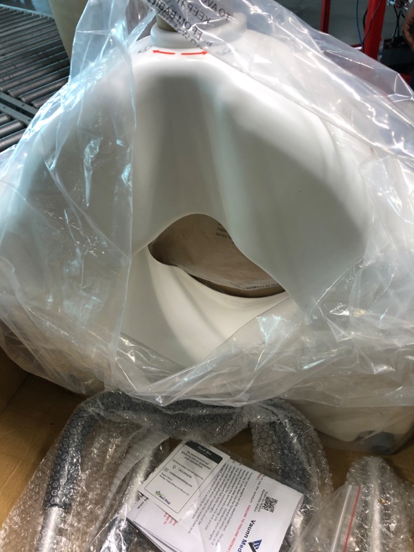 Photo 1 of Vaunn Medical Raised Toilet Seat, Commode Booster Seat Riser with Removable Grab Bar Handles and Lock, White Ivory