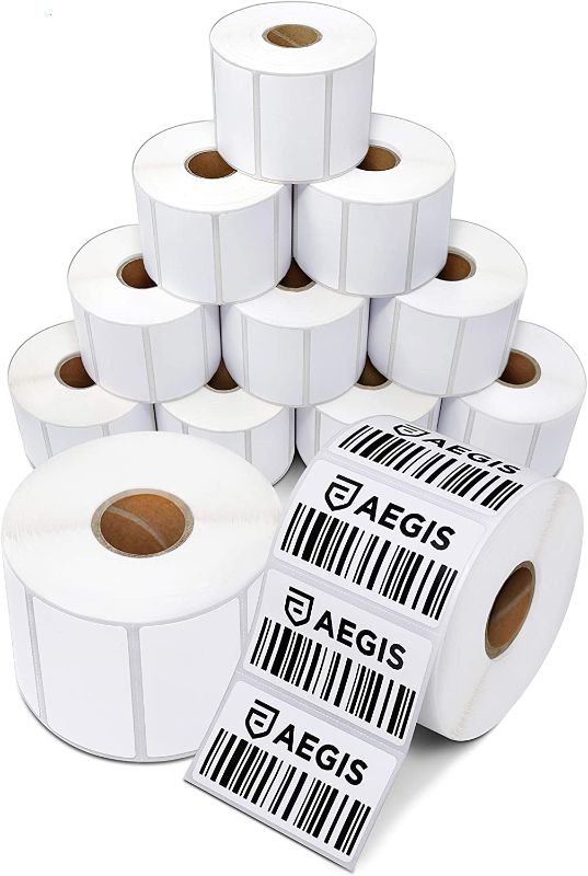 Photo 1 of Aegis Adhesives - 2 ¼” X 1 ¼” Direct Thermal Labels for Barcodes, Address, Perforated & Compatible Rollo, Zebra, & Other Desktop Label Printers (10 Rolls, 1000/Roll)