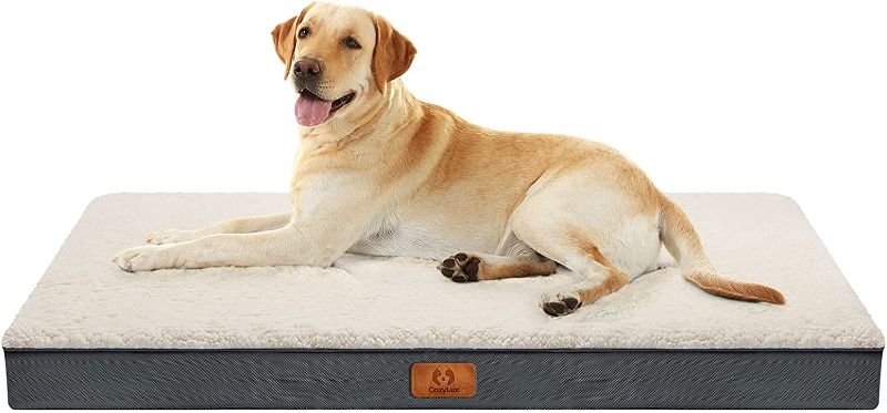 Photo 1 of CozyLux Dog Beds for Large Dogs - Large Dog Bed for 75lbs, Orthopedic Foam - Egg-Crate Foam Cat Bed Mat, Removable Washable Cover, Grey
