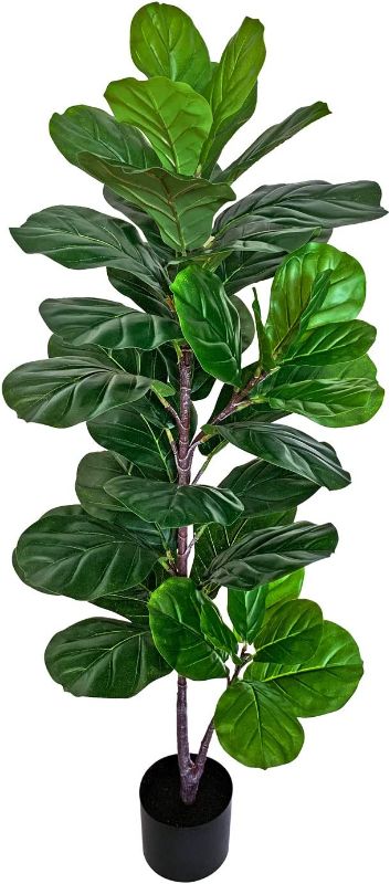 Photo 1 of BESAMENATURE 49" Artificial Fiddle Leaf Fig Tree, Faux Ficus Lyrata for Home Office Decoration