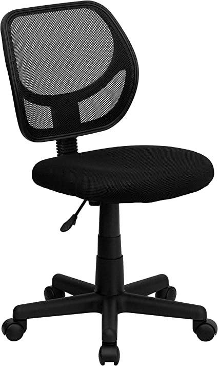 Photo 1 of Furniture Low Back Black Mesh Swivel Task Office Chair with Curved Square Back