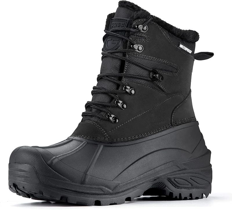 Photo 1 of FREE SOLDIER Mens Snow Boots Warm Fleece Lining Winter Ski Shoes Waterproof Insulated Booties (SIZE 11) BLACK