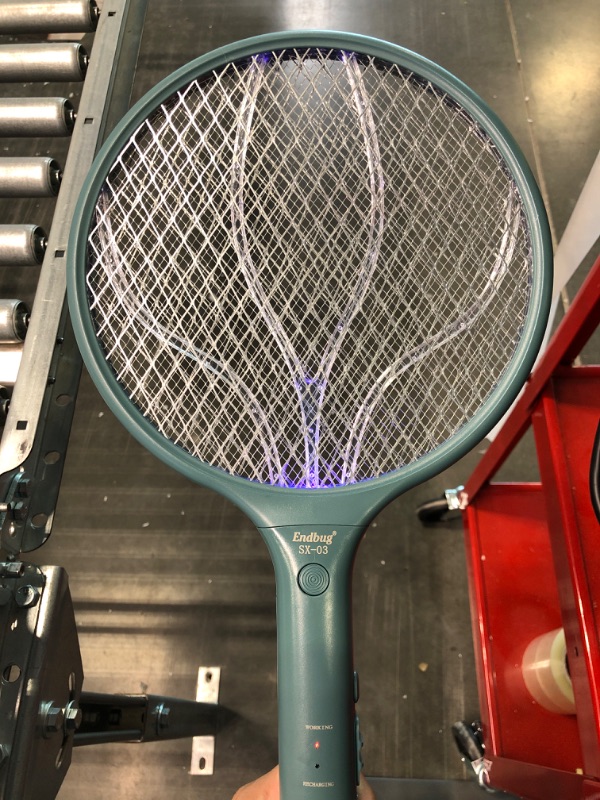 Photo 3 of Endbug Electric Fly Swatter Rechargeable, 2 in 1 Bug Zapper Racket Rechargeable with Stand, Mosquito Fly Zapper USB Charging for Indoor Bedroom, Kitchen, Patio rechargeable + UV