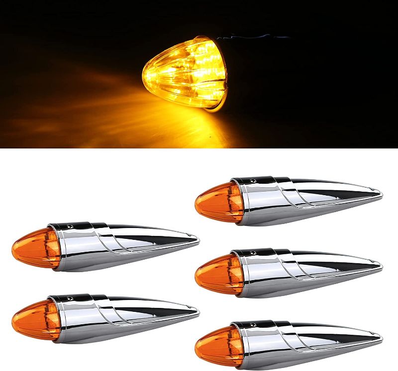 Photo 1 of 5PCS Cab Marker Light 17 LED Amber Top Roof Running Lights/Waterproof LED Marker Lights Compatible with Heavy Duty Truck Kenworth Peterbilt Freightliner...