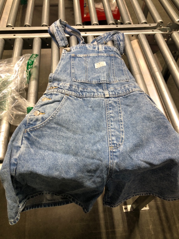 Photo 2 of Levi's Women's Premium Vintage Shortalls Medium Mini Indigo - Light Indigo