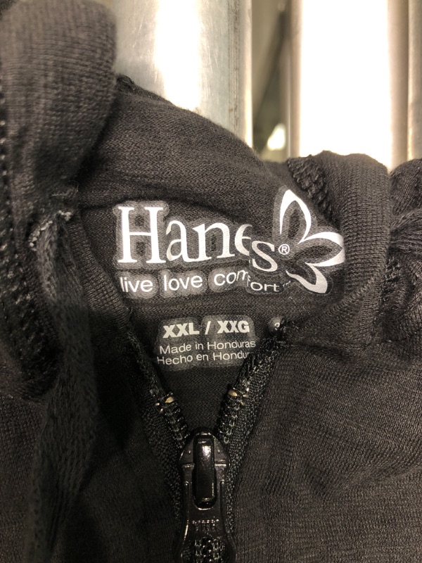 Photo 1 of Hanes Women’s Slub Knit Hoodie, Women’s Zip-Front Hoodie, Women’s Cotton Jersey Hoodie, Knit Cotton Jacket XXL Black