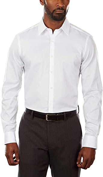 Photo 1 of Van Heusen Men's Dress Shirt Slim Fit Flex Collar Stretch Solid 16.5 Neck 34"-35" Sleeve WHITE