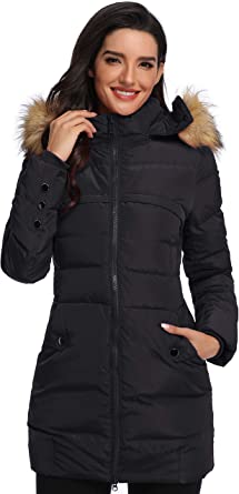 Photo 1 of Epsion Women's Hooded Thickened Long Down Jacket Winter Down Parka Puffer Jacket A Winered Large 