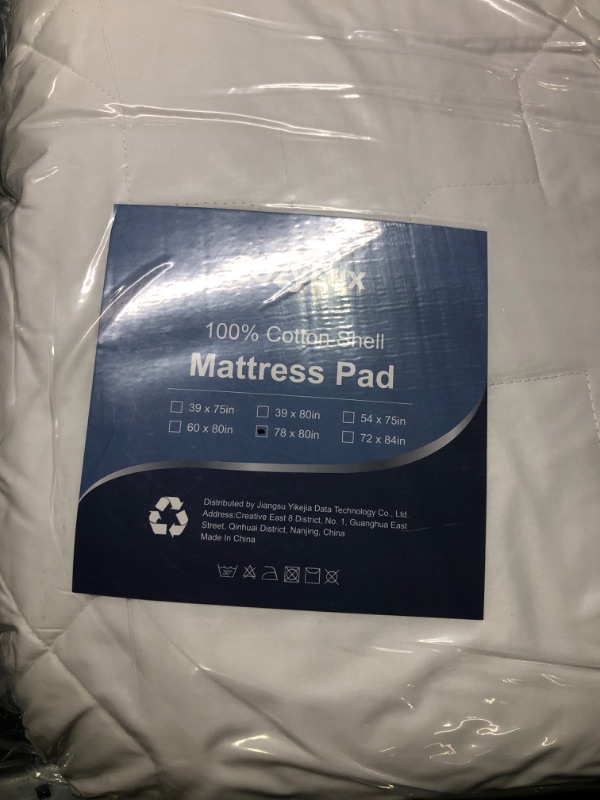 Photo 2 of CozyLux King Mattress Pad Deep Pocket Non Slip Cotton Mattress Topper Breathable and Soft Quilted Fitted Mattress Cover Up to 18" Thick Pillowtop 450GSM Bed Mattress Pad White White King (78x80 inches)