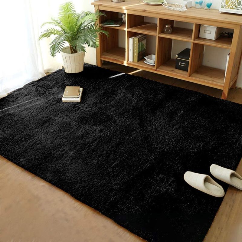 Photo 1 of 8.5x7.5 black fur area rug 